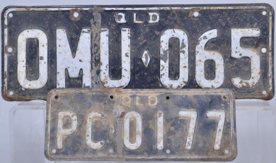 Licence Plate x2 - QLD PC0177 and OMU065