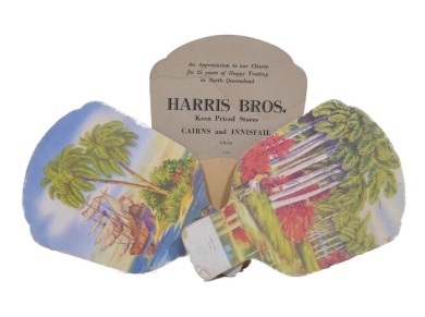 Advertising - Cardboard Fans - Harris Bros. Cairns and Innisfail x3