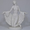 Figurine - Swarzburger Workshops, Art Deco kneeling lady, Blanc de Chine Porcelain, Signed to base and rear, H 40cm x W 36cm.