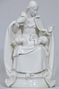 Religious Artifact - Hutschenreuther Selb, Madonna, German high glazed porcelain figurine, Repair to finger. H 35cm W 22cm