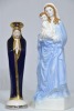 Religious Artifact x2 - 1. Madonna with Child, Unmarked Plaster Figurine, H 32cm. 2. Gold Crest Ceramics, Lady In Prayer, Hand painted Porcelain, Marked to base, H 27cm.