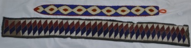 Tribal Artifact x2 - Vintage African beadworks, L 120cm, L 90cm, Some wear.