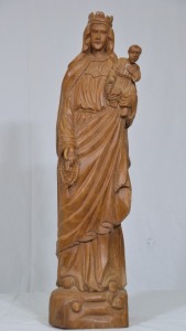 Religious Artifact - Madonna with Child, Carved wood figurine, H 52cm.