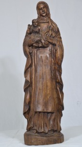 Religious Artifact - Madonna with Child, Carved wood figurine, H 50cm.