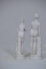 Figurine x2 - Unknown Artist, Female nude, Bisque, H 15cm, Repaired neck x 1 - 2