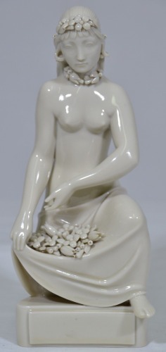 Figurine - Arno Malinowski, Royal Copenhagen, Native Girl with Flowers, Limited Edition No. 7/50, Signed to rear, Stamped to base, H 21cm