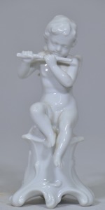 Figurine - Ernst Bohne, Germany, Pan on Plinth, Porcelain, Stamp to base, H 13cm