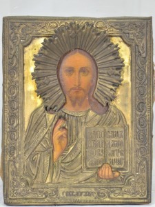 Religious Artifact - Eastern European Icon, Copper on wood, 22x 18cm