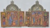 Religious Artifact - Ethiopian Triptych, Featuring Madonna with Child and the Crucifixion. Hand painted with metal base, 16 x 15cm.