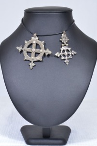 Jewellery - Tribal / Ethiopian Cross Pendant x2, Unmarked silver.