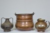 Copper and metal containers x3, 50x 24cm