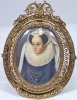 Miniature portrait of Mary Queen of Scot in elaborate metal frame, hand painted, 15 x 10cm