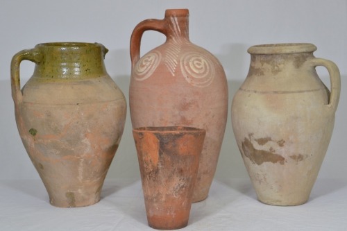 Asian - A selection of pottery vessels, earthenware x 4, Largest is 42 cm