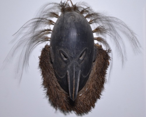 Tribal - Papua New Guinea Mask, Timber with feathers, 35 x 25cm.