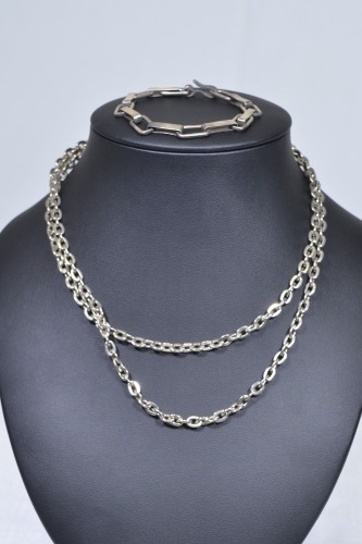 Jewellery x 2 - Silver Chains Gents style 43grams