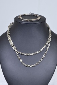 Jewellery x 2 - Silver Chains Gents style 43grams