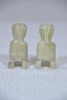 Asian - Neolithic style, carved ethnic figurines in stone. H 7cm. - 3