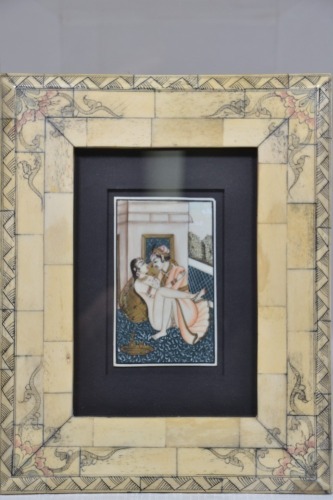 Erotic Art - Hand painted tantric art on non composite with bone frame. 20cm x 24 cm