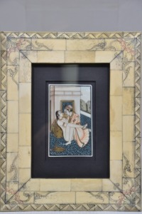 Erotic Art - Hand painted tantric art on non composite with bone frame. 20cm x 24 cm