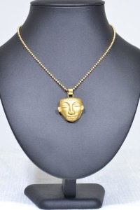 Jewellery - Quimbaya Montenegro, gold plated mask necklace.