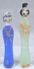 Ancient History items - Early Glass Ladies, H 13cm, H 15cm.