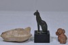 Ancient History items x3 - 1x Small Egyptian Bronze cat with Graham Geddes receipt, 1x Roman Terracotta Oil lamp, 1x Roman Terracotta Animal figurine. - 2