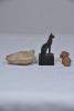 Ancient History items x3 - 1x Small Egyptian Bronze cat with Graham Geddes receipt, 1x Roman Terracotta Oil lamp, 1x Roman Terracotta Animal figurine. - 3