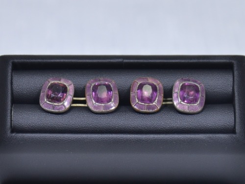 Jewellery - Silver cufflinks, with amethysts, 10grams