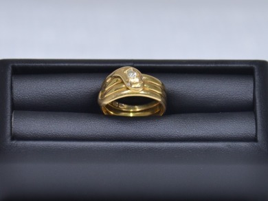 Jewellery - Gold Snake ring with stone 18 K gold, 8.8grams