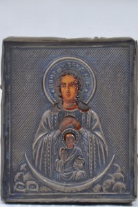 Religious Artifact - Icon with metal surround, 6 x 5.5cm