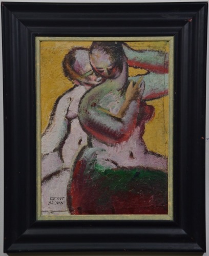 Art - Vincent Brown, 'Lovers', Mixed media, approx. 38 x 49cm (including frame 56 x 70cm).