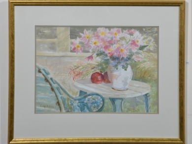 Art - Colquloun, Vase of flowers, Water Colour, 55 x 68cm