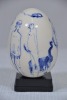 Erotic Figurine - Ceramic Egg decorated with erotic painted figures, H 10cm. - 2