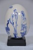 Erotic Figurine - Ceramic Egg decorated with erotic painted figures, H 10cm. - 3