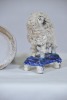 Figurine x2 - Staffordshire figural inkwell merchant / sailor and miniature poodle figurine. Minor restoration to dog. - 4