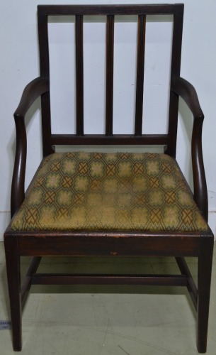 Furniture - 1 x Georgian arm chair with upholstered seat