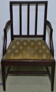 Furniture - 1 x Georgian arm chair with upholstered seat