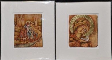 Art x 2 - Dianne Ninnar, "Let the Children Come to Me" and "Peace Offering", 31 x 28 cm