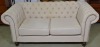 Furniture - 2 seater lounge Chesterfield buttoned style upholstery and cream linen. 1 x 2 seater couch