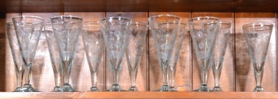 Stemware x 12 - Conical shaped quality etched glasses x 12