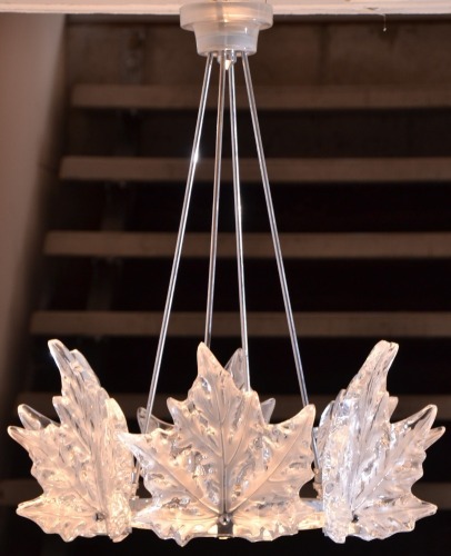 Lighting - Rene Lalique (signed, France) Champs Elysees Chandelier, original fitting from the Hardy Bros jewellery store Queen Street.