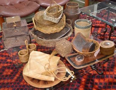 Woven Items - Large collection of baskets including tribal items.