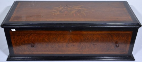 Furniture - Music box with ornate fauna theme inlaid wood (empty)