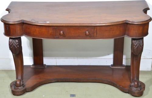 Furniture - Dressing table / consort table with drawer, Late Victorian mahogany.