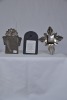 Religious Artifacts x 3 - 1 x Spanish colonial Madonna with child tin icon, 1 x Irish Madonna with child on slate plaque, 1 x Star shaped reliquary box - 2