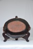 Pottery - Richly glazed serving platter with wooden stand unknown origin, D 48cm - 2