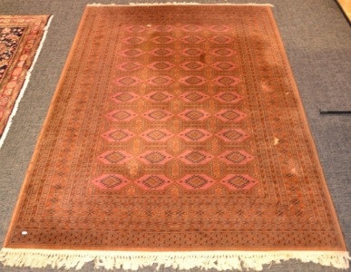 Furniture - Rug, Wool, Reds and Browns, worn, 240 x 170cm.