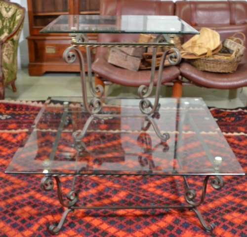 Furniture x 2 - Tables: 1 x glass coffee table and 1 x metal side-table.