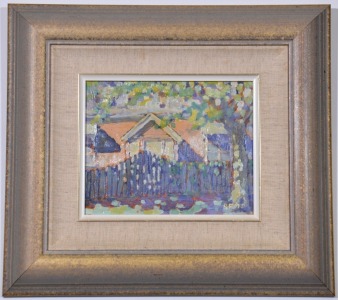 Art - Oil on board, House in France Signed SF93, 33 x 32 cm