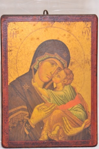 Religious Artifact - Museum souvenir, The Virgin Kissing, Reproduction of 1609 Venaki Athens, 22 x 16cm.